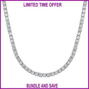 3mm Cubic Zirconia Tennis Chain Necklace 18 Inch Stainless Steel
